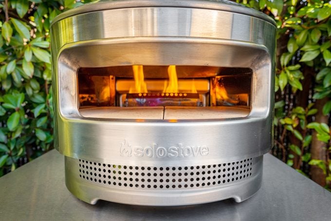 solo stove pizza oven warming up