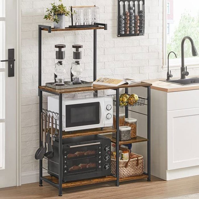 Geyer 31.5 Iron Standard Baker's Rack with Microwave Compatibility 17 Stories Color: Brown