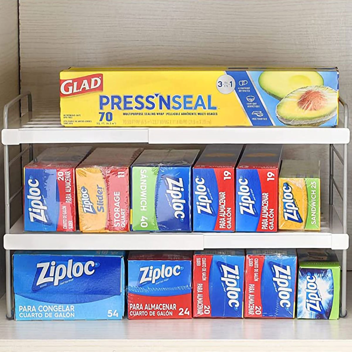 Adhesive Kitchen Wrap Cabinet Storage Organizer Bin by mDesign