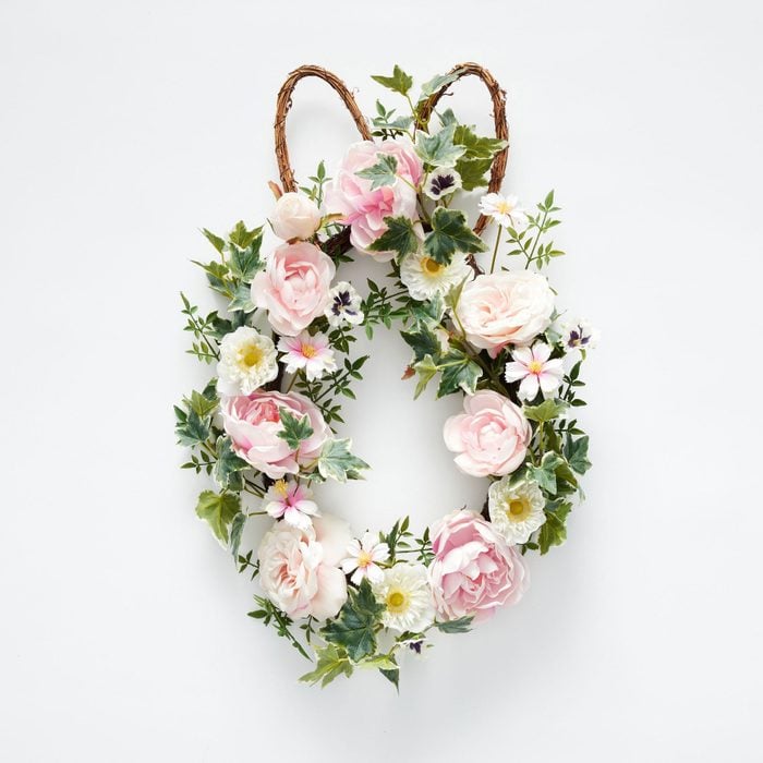 Faux Floral Bunny Shaped Wreath