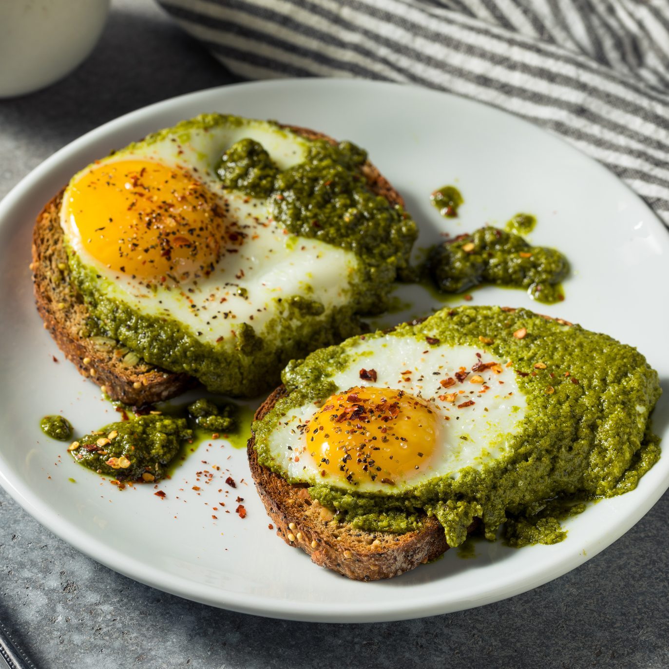 Healthy Organic Pesto Egg Toast