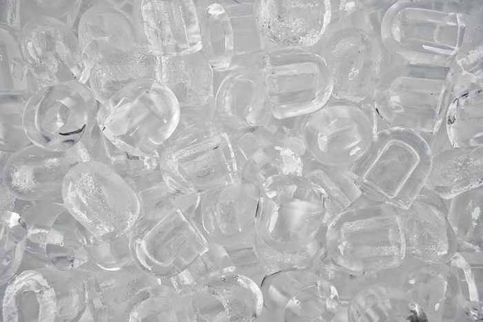 Top view of several ice cubes