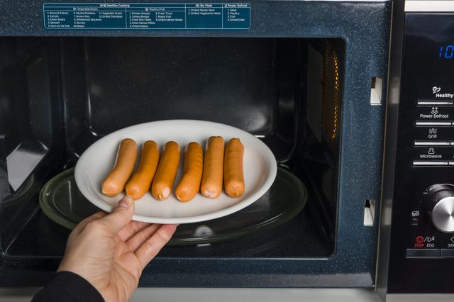 heating hotdog in microwave oven