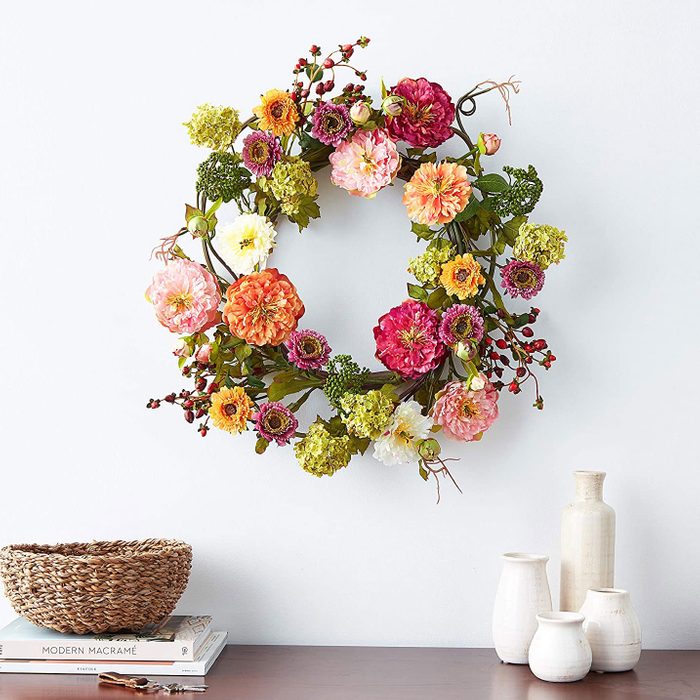 Nearly Natural 24in Peony Wreath