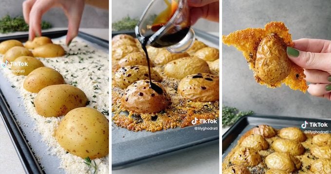 Parmesan Crusted Potatoes Recipe Via @Lilyghodrati TikTok SOCIAL