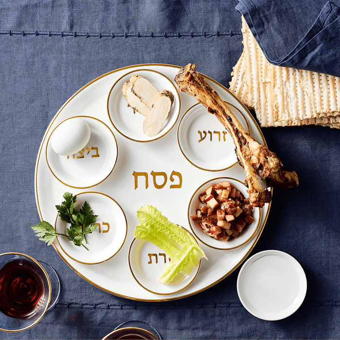 Gold Rimmed Seder Plate Set