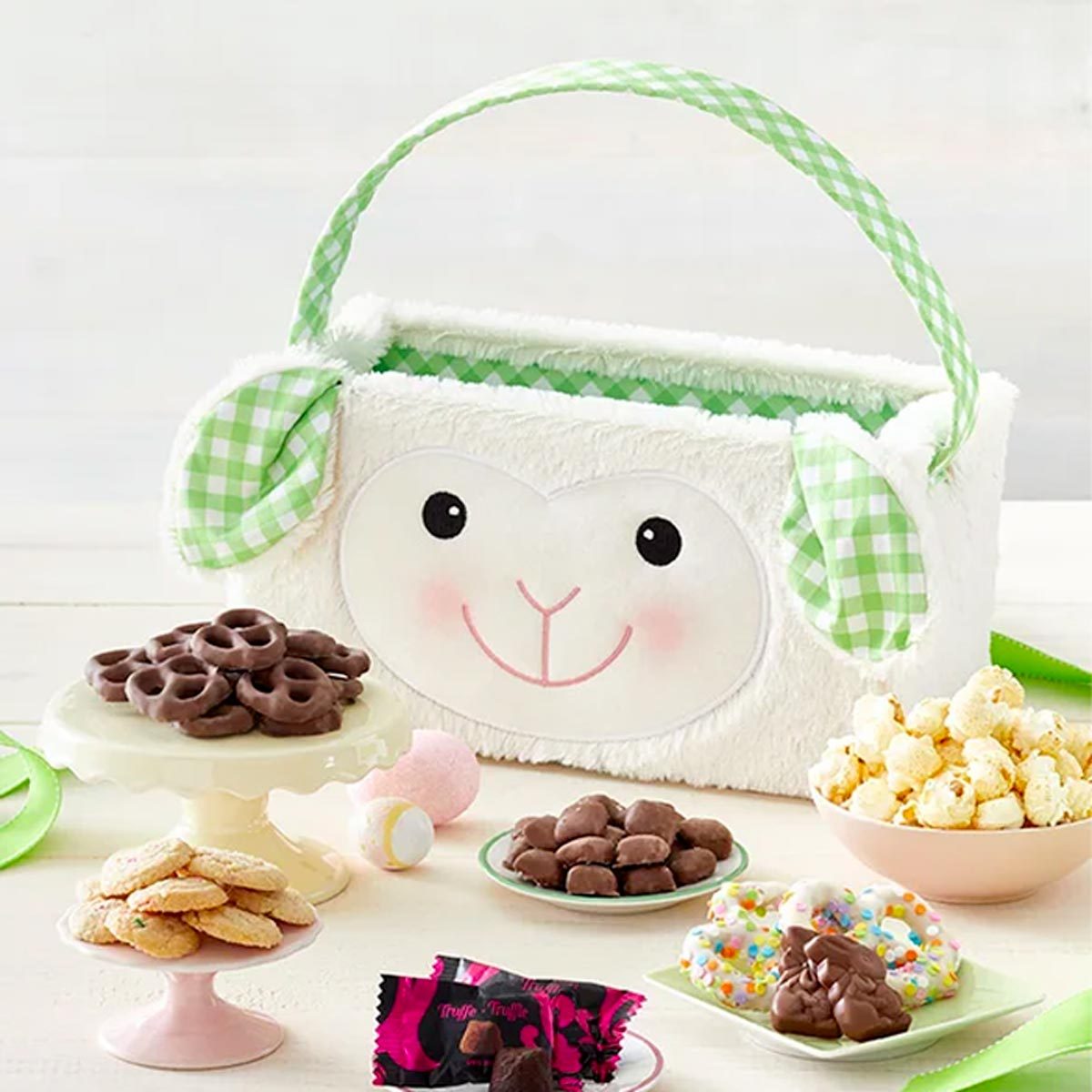 Way To Celebrate Easter Plush Jumbo Bunny Easter Basket, Cream 
