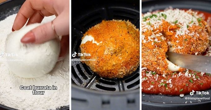 Air Fryer Crusted Burrata Recipe Via @ThisIsPlanetFood TikTok SOCIAL