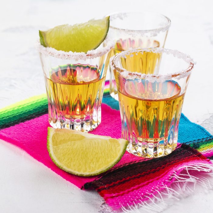 Mexican golden tequila shots