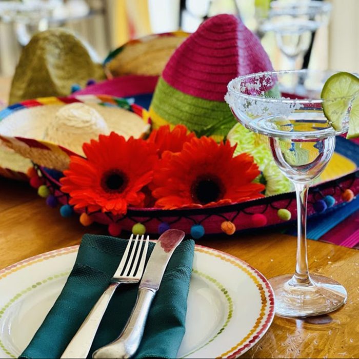 Themed dinner party background - stock photo