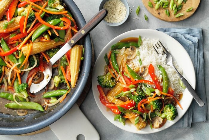 stir fry served with rice