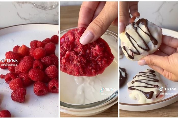 Squashed Raspberry Chocolate Cookies Via @TheFeedFeed TikTok