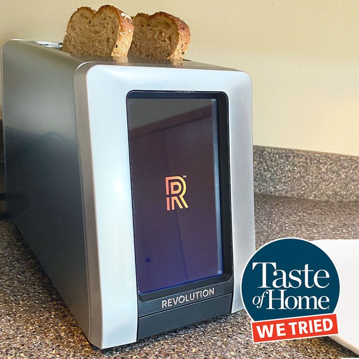 Revolution Toaster with toast in the top