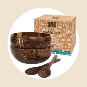 Jungle Culture 2 Polished Coconut Bowl And Wooden Spoons Set