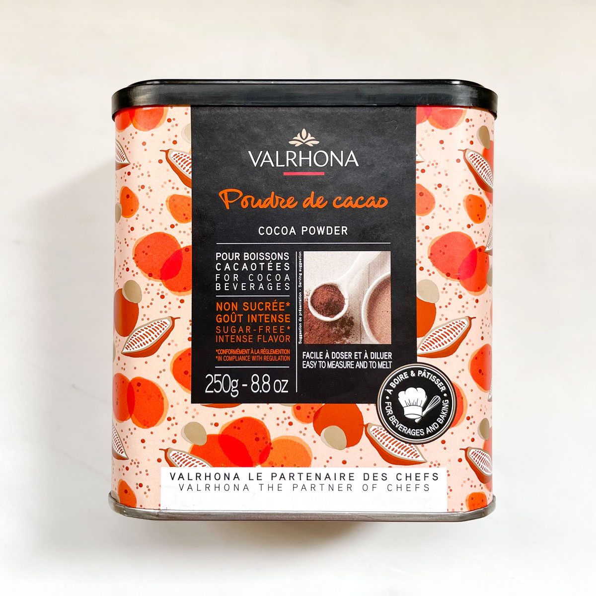 Valrhona cocoa powder container