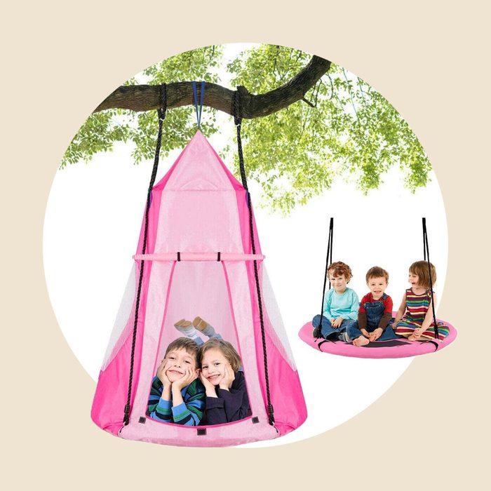 Costzon 2 In 1 Kids Detachable Hanging Chair Swing Tent Set