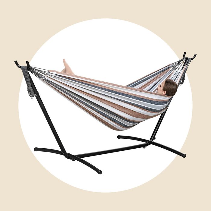Pnaeut Double Hammock With Space Saving Steel Stand