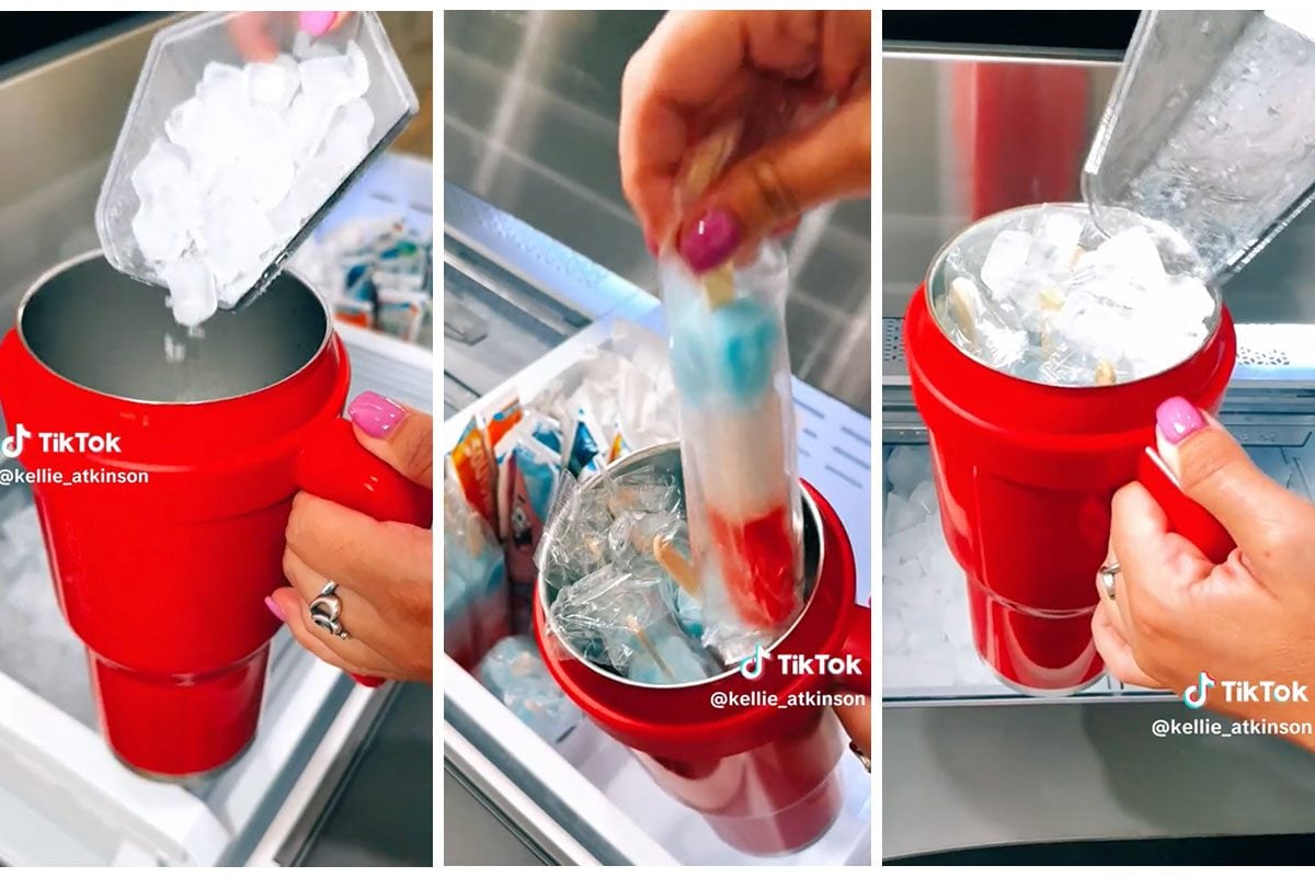 Stanley Cup Ice Cold Popsicle Cooler Hack Via @Kellie_Atkinson TikTok
