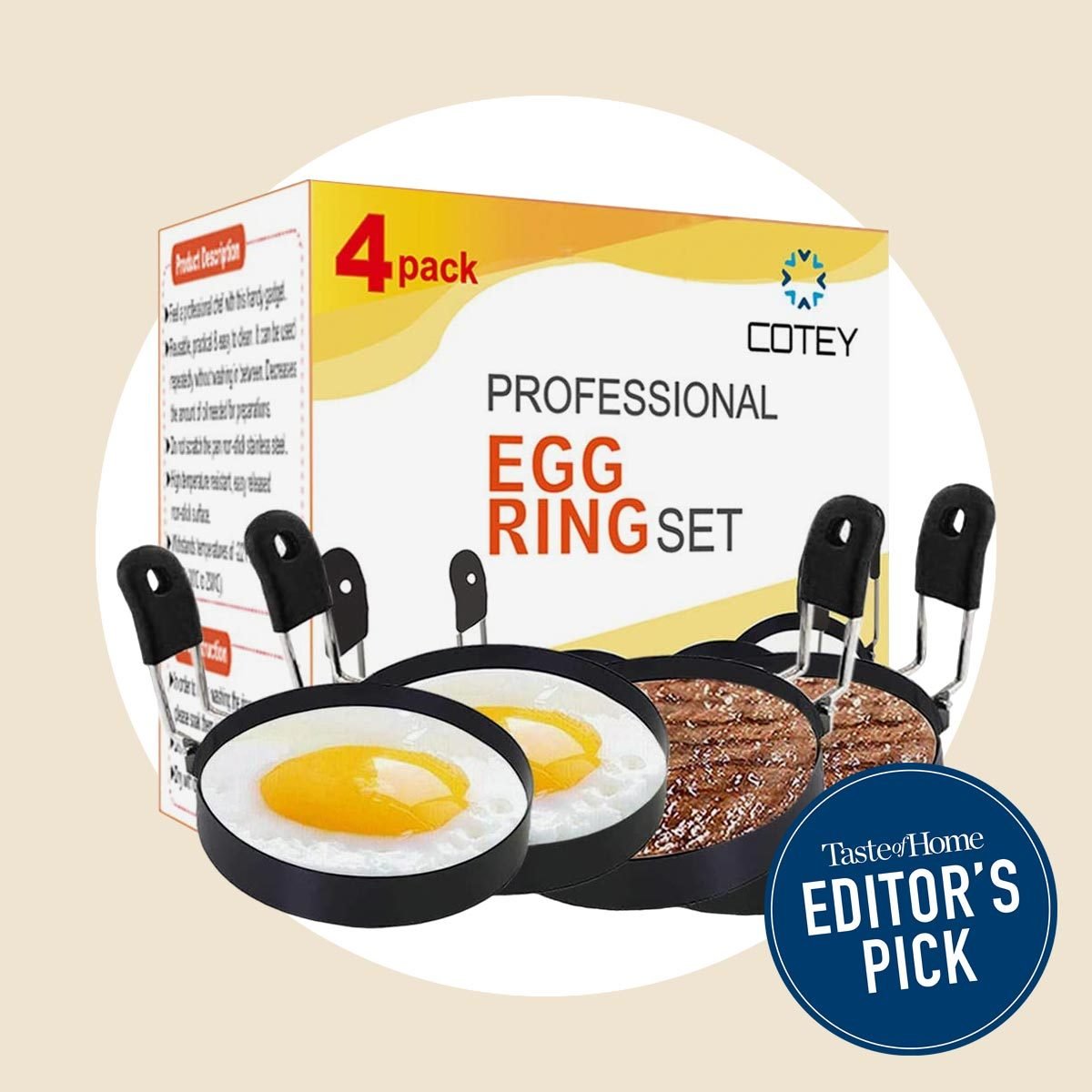 Egg Rings Mold for Cooking, Stainless Steel Round Egg Cooker Ring