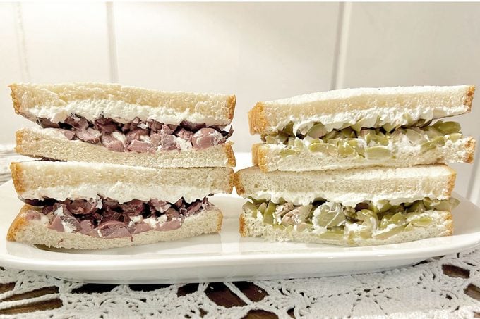 Two Sandwiches Cream Cheese Olive Sandwich Jason Wilson Toh