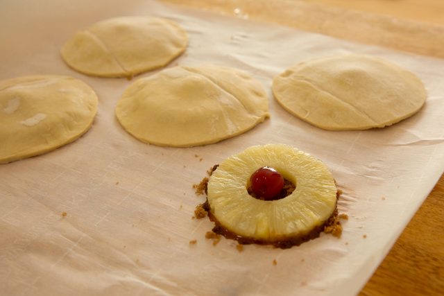Baking Sheet Prepped Pineapple Upside Down Pastries Adrienne Pena For Toh