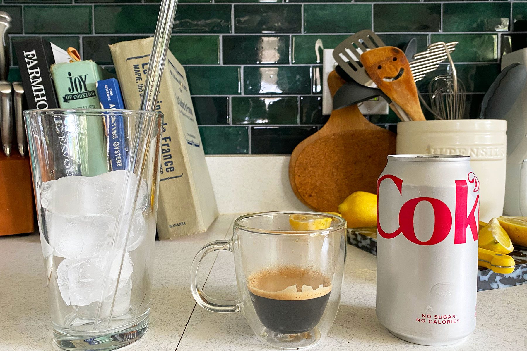 Ingredients for a Diet Coke And Espresso