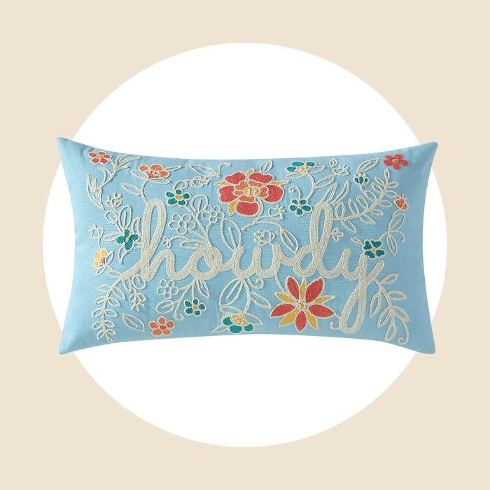 Embroidered Floral Decorative Pillow