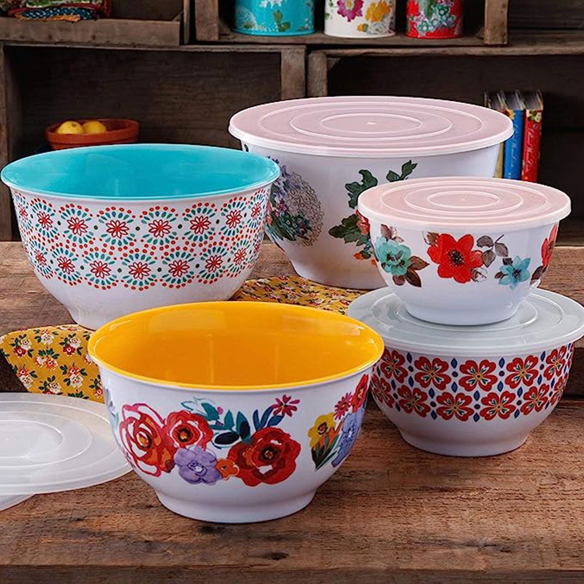 The Pioneer Woman 8-Piece Melamine Timeless Beauty Prep Bowl Set, FREE  SHIPPING