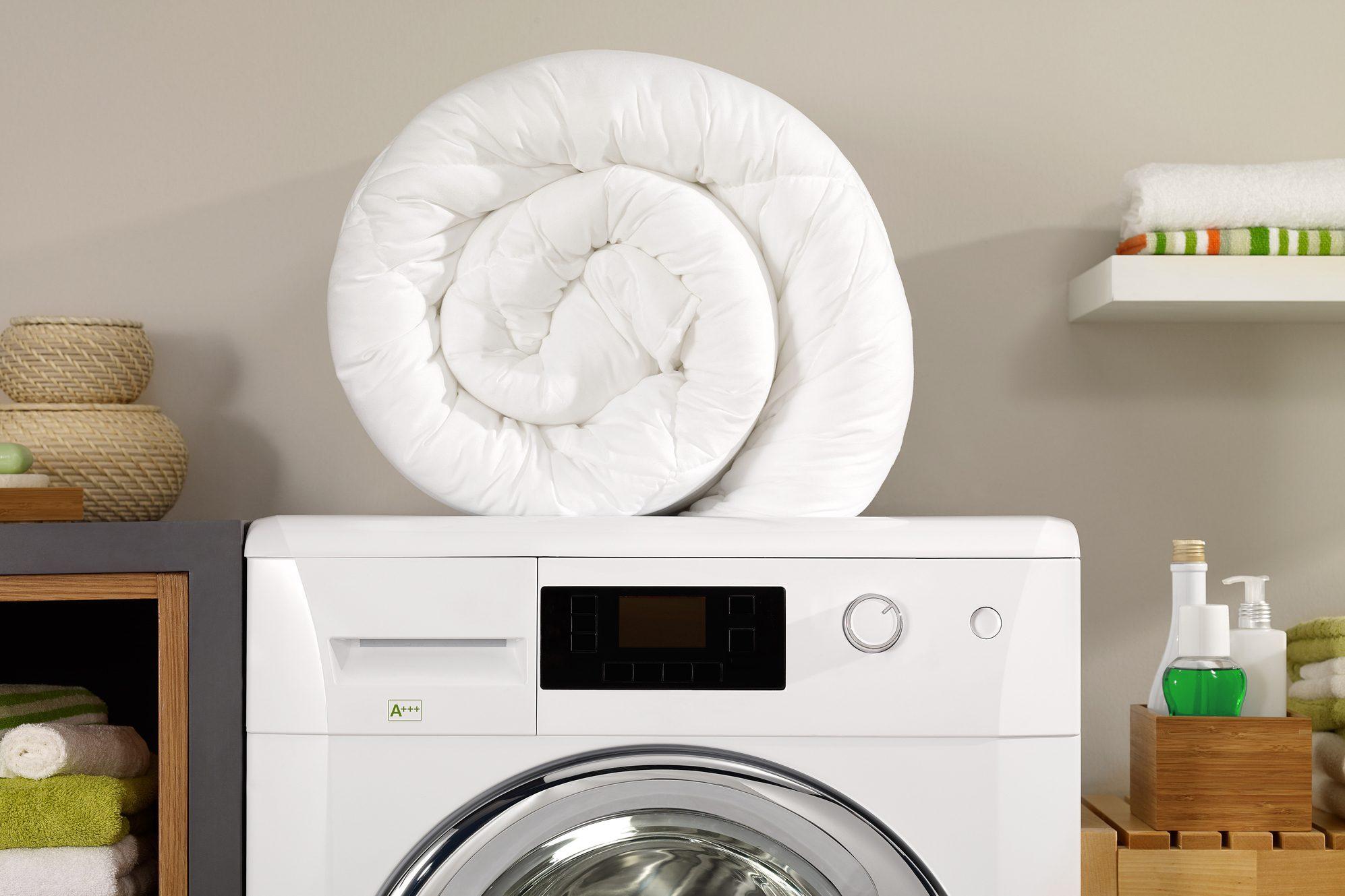comforter on top of washing machine