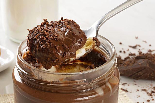Chocolate Pudding with shaved chocolate topping