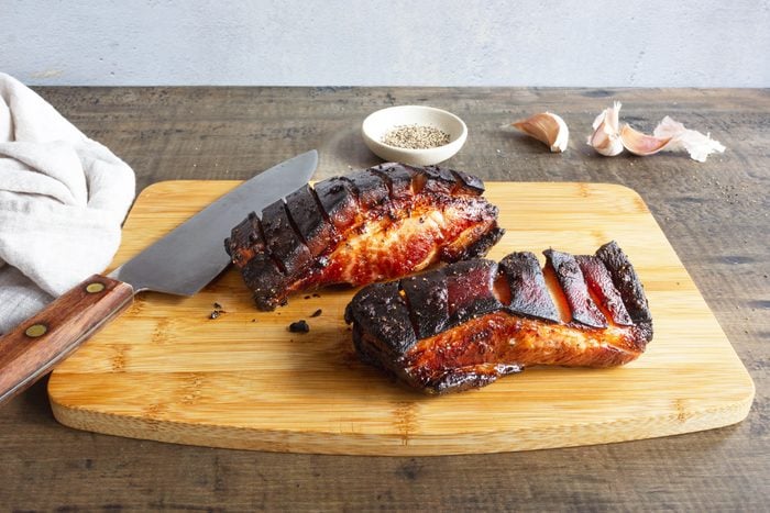 Pork Belly on a wooden cutting board