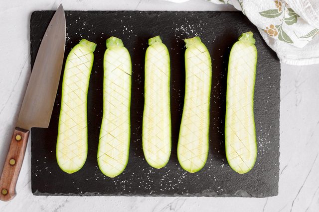 cut zucchini lengthwise 