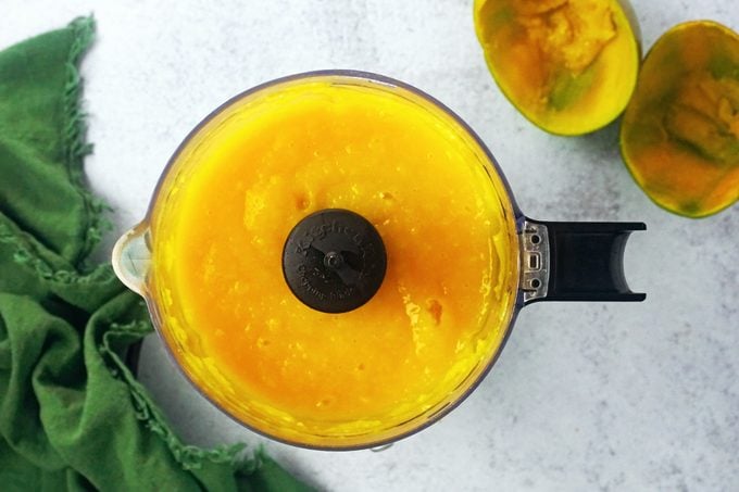 blending mango with a food processor