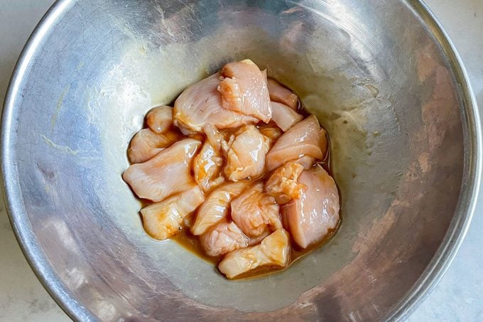 Marinating Chicken in big Steel Bowl