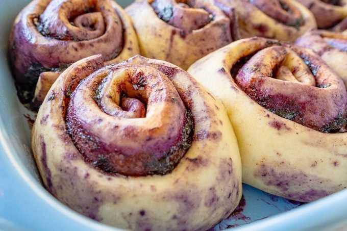 Close Up of Blueberry Cinnamon Rolls Molly Allen For Toh 