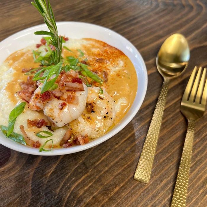 A bowl of shrimp and grits from The Soul Food Lounge