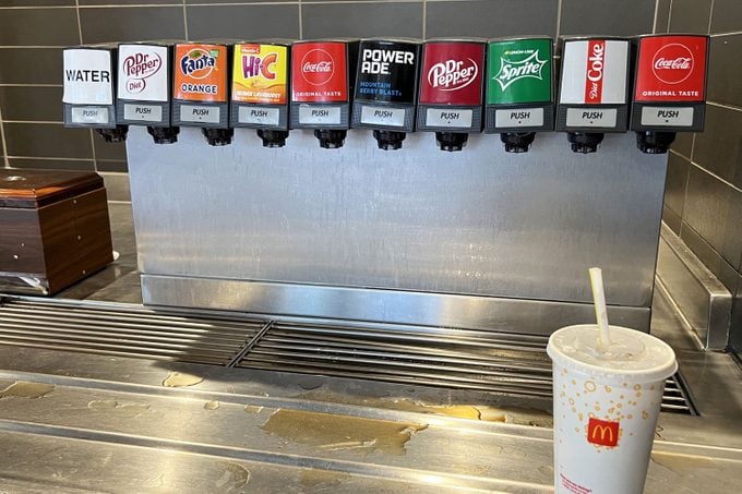Mcdonalds Soda Fountain with drink cup visible at a McDonalds Restaurant