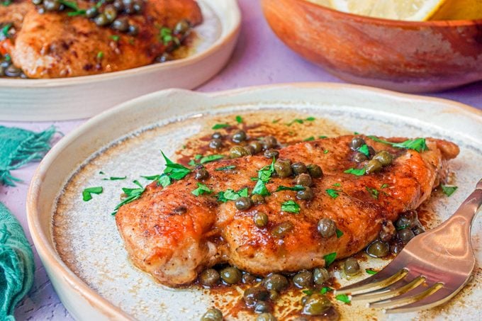 Giada De Laurentiis’ Chicken Piccata Served in a Plate
