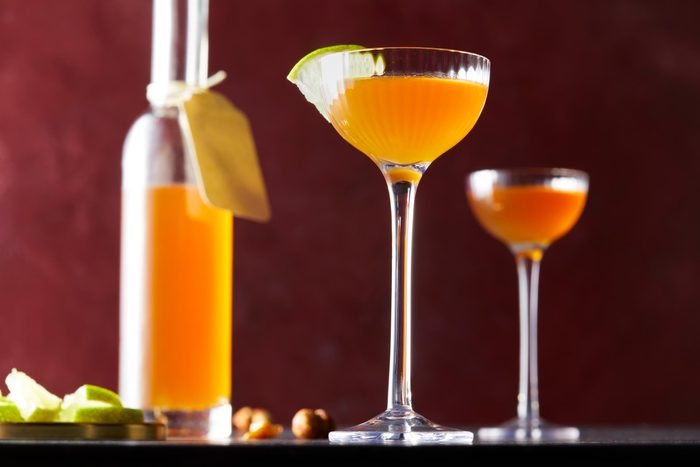 orange cocktail made with Hazelnut Liqueur