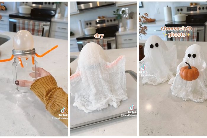 Cheesecloth Ghost Decoration Hack Via LifeWithLainee TikTok