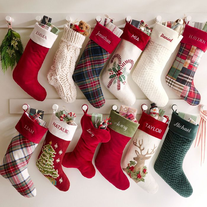 Holiday Icons Crewel Personalized Christmas Stockings