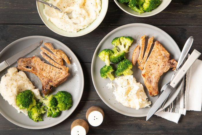 Ranch Pork Chops with Broccoli and Mashed Potato