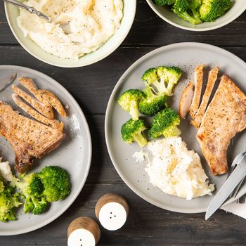 Ranch Pork Chops with Broccoli and Mashed Potato