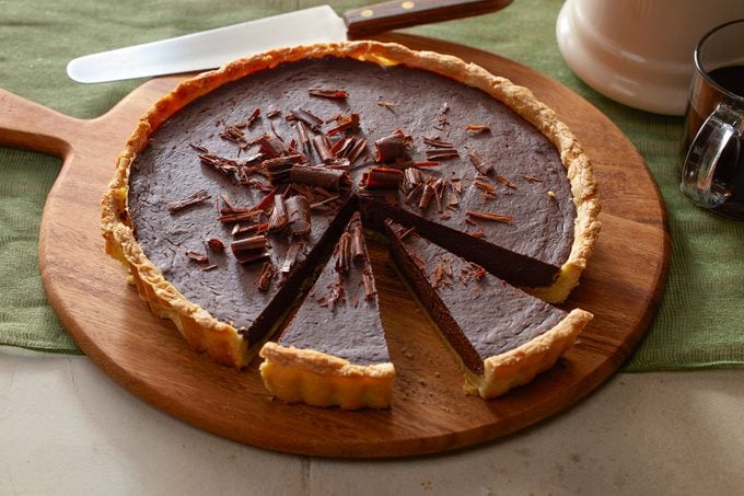 Chocolate Tart with Chocolate Curls as Toppings