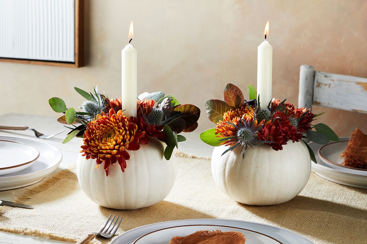 DIY Pumpkin Candle Holders - Domestically Blissful