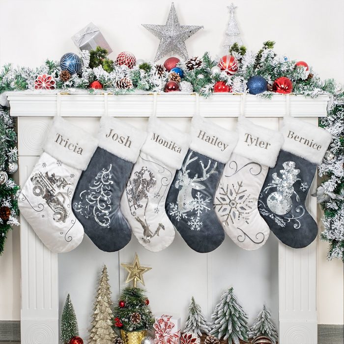 Velvet Sequin Personalized Christmas Stockings