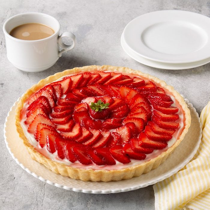Strawberry Tart served with hot beverage