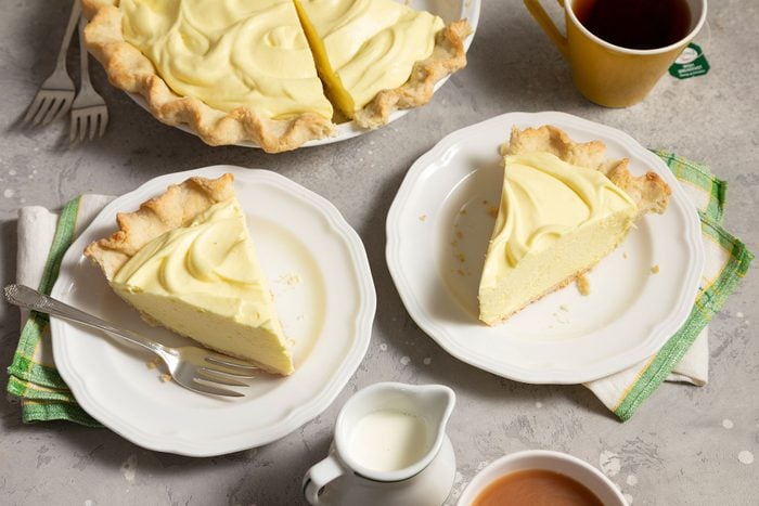 Lemon Chiffon Pie Slices on Plate