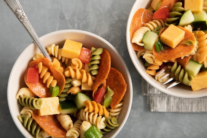 Pepperoni Pasta Salad in two separate bowls
