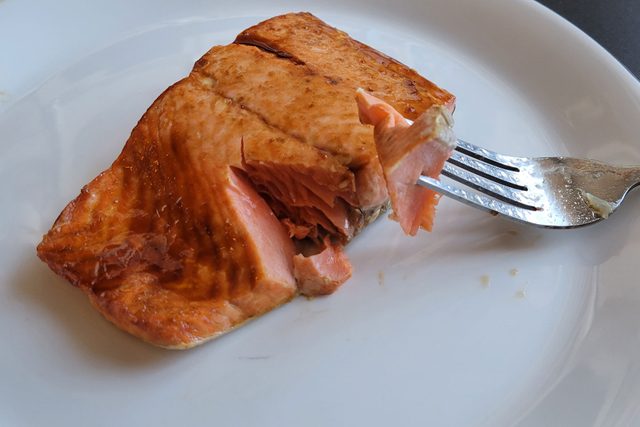 cooked Salmon on Plate with fork